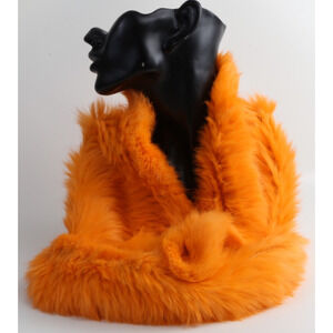 Genuine Rabbit Fur Orange Scarf Shawl Warm Winter Women